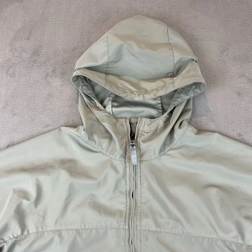 Simms Fishing‎ Jacket Men Large Beige Full Zip Hooded Windbreaker Elastic Waist - Picture 3 of 16